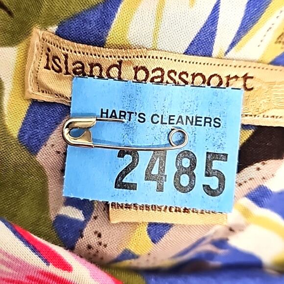 Island Passport Mens Hawaiian Floral Multi Color Button Down Collar Shirt Sz 2XL - Picture 6 of 9